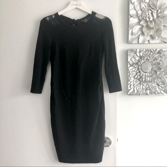 H&M MAMA Black Maternity Bodycon Dress with Tie - Picture 1 of 5